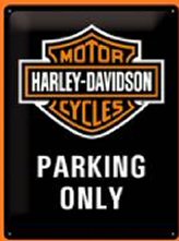 PLAQUE METAL 40X30cm AMBIANCE HARLEY DAVIDSON PARKING ONLY 2