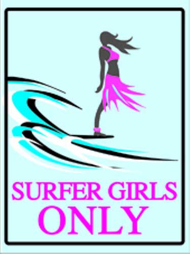 PLAQUE METAL 40X30cm PLAGE POUR SURFER GIRLS ONLY